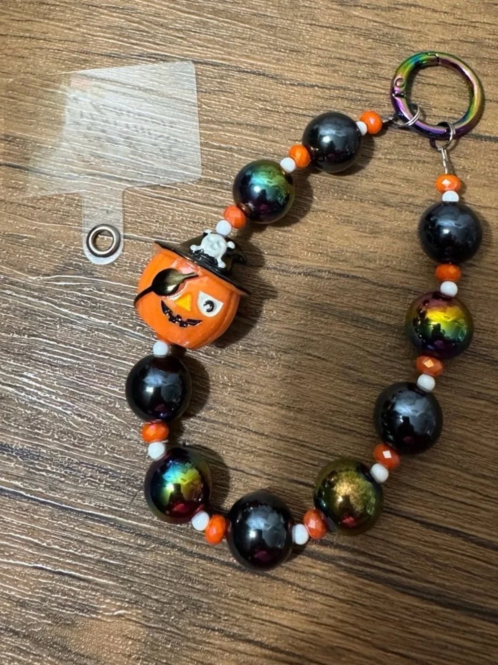Halloween Pumpkin Pirate Charm Rainbow Chrome Phone/Key/Bag Chain #P546